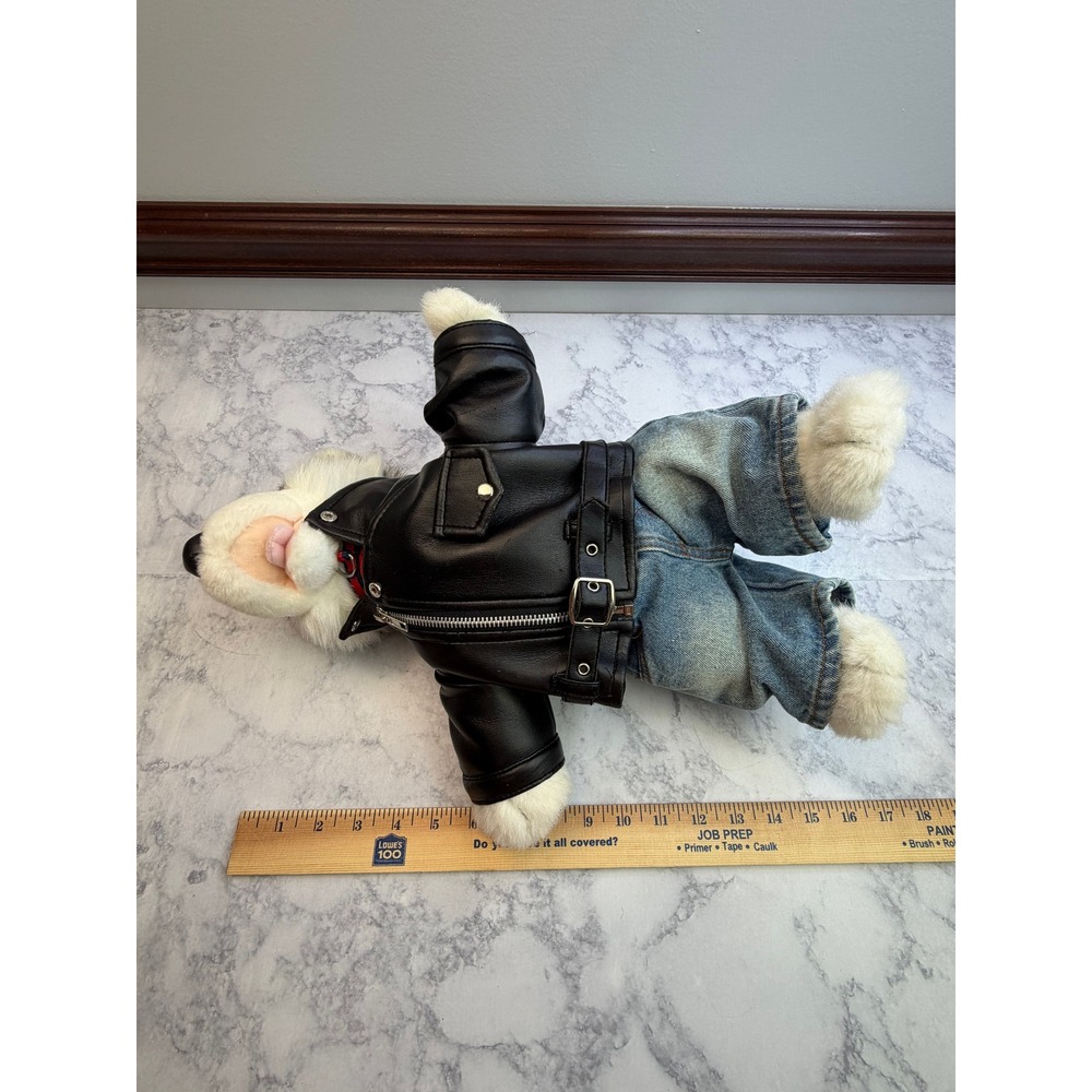 Build-A-Bear Husky Plush Harley-Davidson Biker Outfit Leather Jacket Jeans 16" - Picture 5 of 16